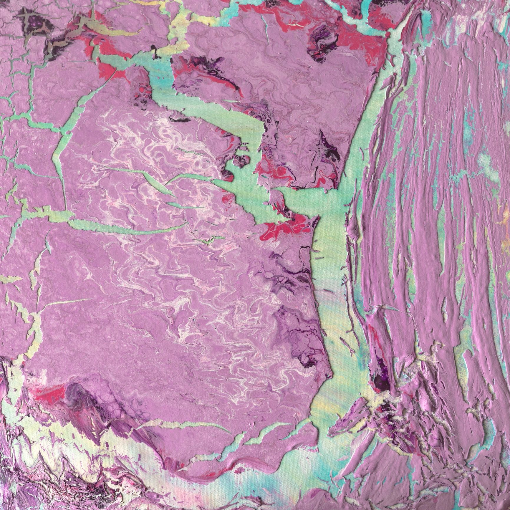 Abstract acrylic painting with layered color movement